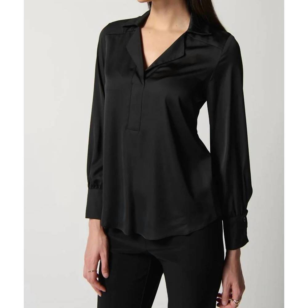 NEW JOSEPH RIBKOFF notched collar top in black
